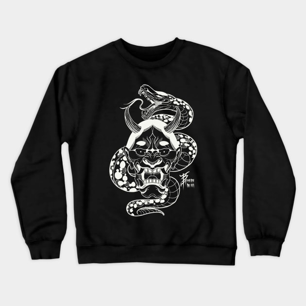 White hannya snake Crewneck Sweatshirt by BabyTim